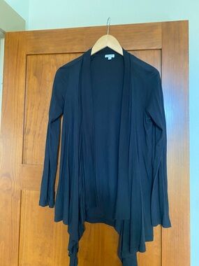 Splendid Black Draped Open-Front Cardigan